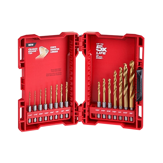 Juego de brocas de titanio SHOCKWAVE™ RED HELIX™ (15 piezas)